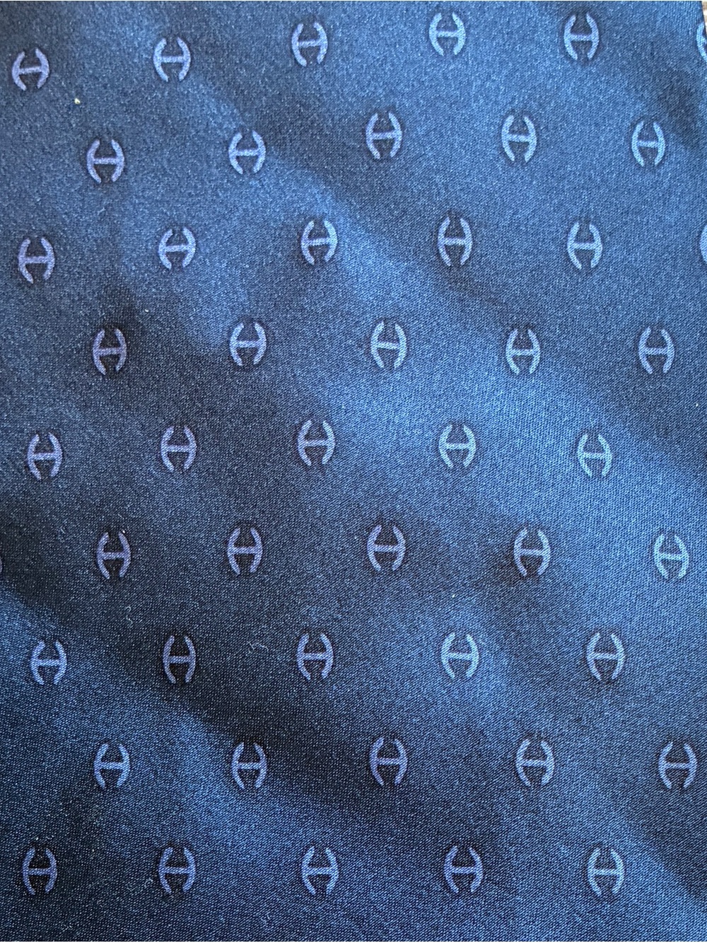 Classic Navy Tie with Tonal Micro Emblem
